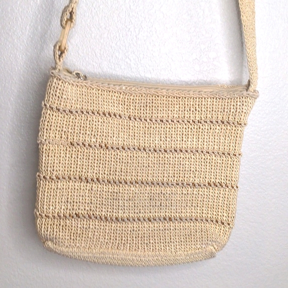 Vintage Liz Claiborne Woven Crochet Crossbody Bag Straw Look Boho Festival Style - Picture 5 of 11